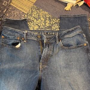 American Eagle Outfitters Men's Dark Blue Relaxed Slim Fit Jeans